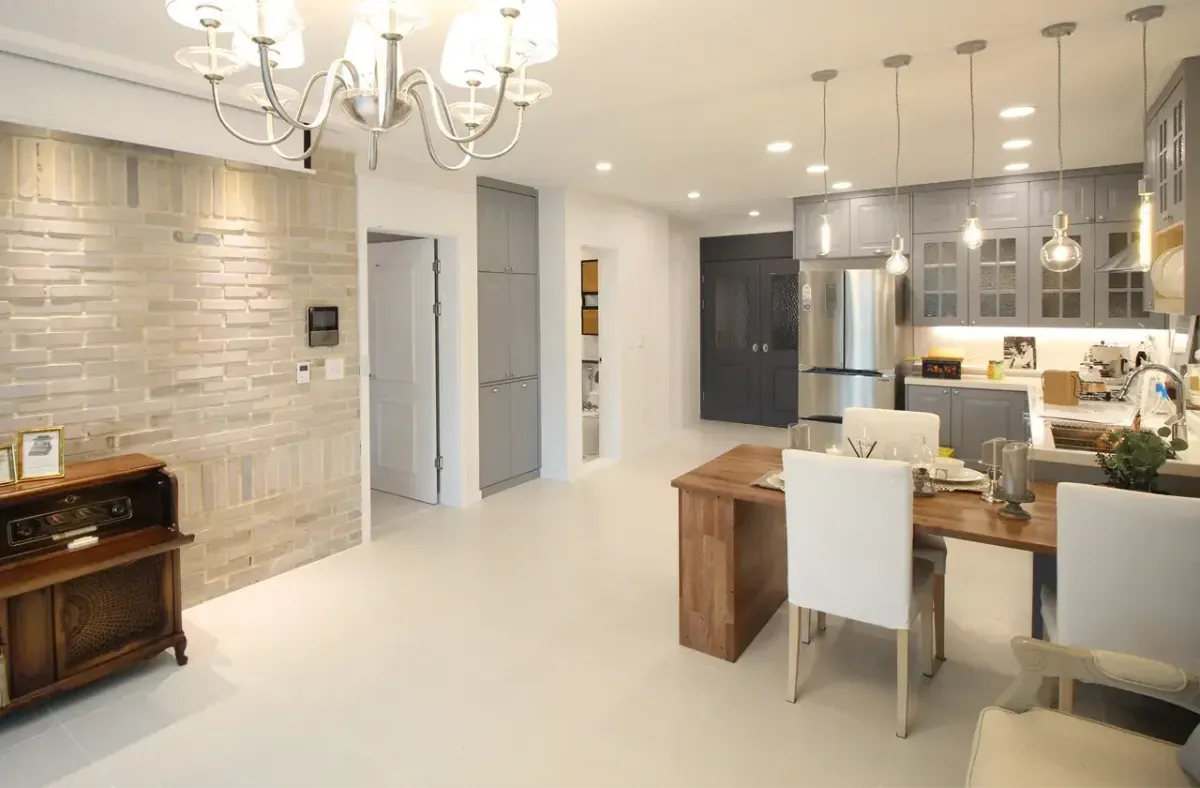 客廳起居室、餐廳、廚房通透的開放式空間設計